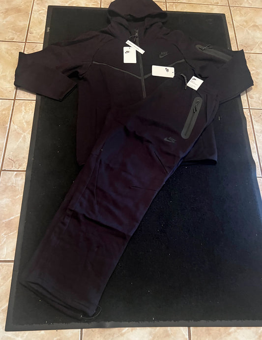 Dark purple Nike Tech sweatpants and hoodie